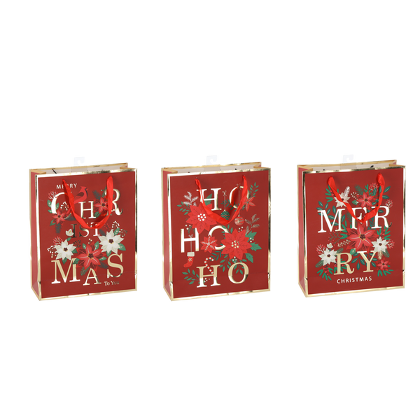 GEANTĂ DE CADOU PENTRU CRĂCIUN "CHRISTMAS TO YOU" 26 x 32 x 10 CM MIX MODELE pachet=12buc *6741