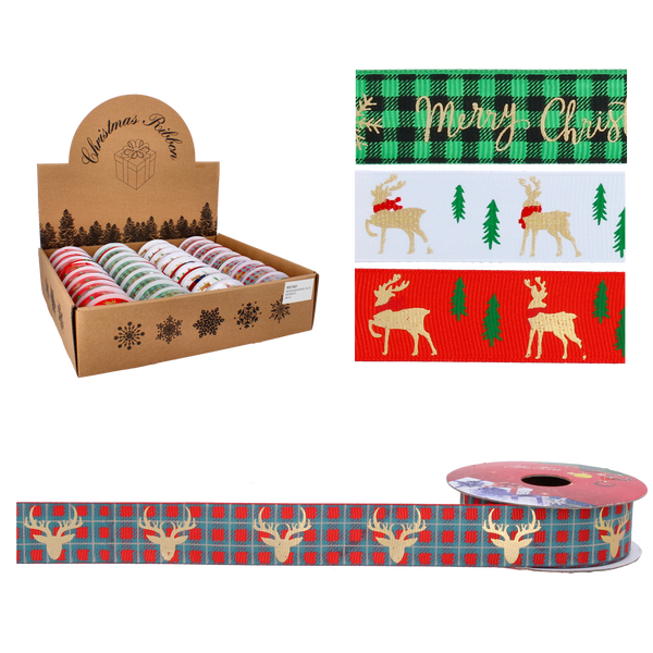 FĂȘIA DECORATIVĂ DE SĂRBĂTOARE 2,5 CM x 2,7 M MIX DE CULORI ambalaj=36buc *4673