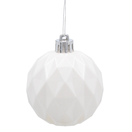 SET OF 16 BAUBLES 6 CM WHITE