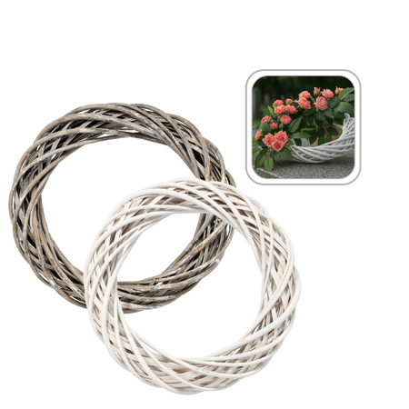 WICKER WREATH 35 CM WHITE / GRAY