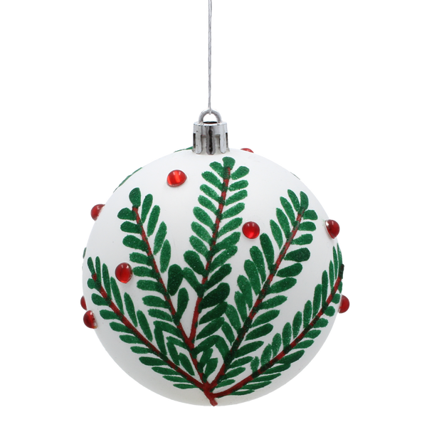 KPL. 6 DECORAȚIUNI DE BRAD - ALBE CU RAMURI 8 CM *7304