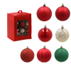SET OF 36 CHRISTMAS BAUBLES RED, GOLD, SILVER 8 CM IN RED BAG