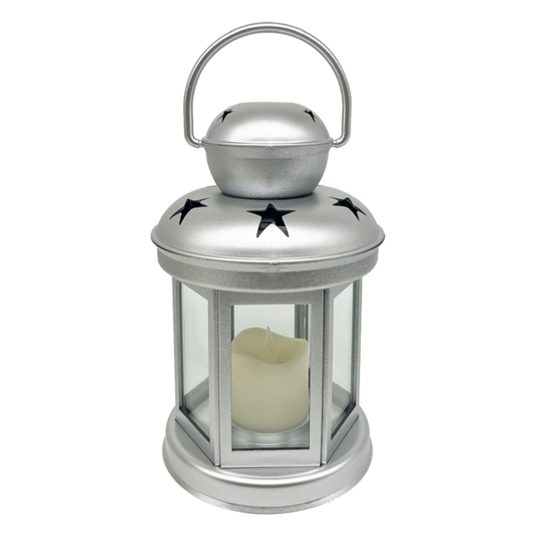 Lampión s LED vložkou 10 x 10 x 19 cm - strieborný / zlatý / červený disp=9ks *9379