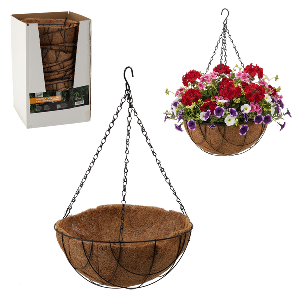 ZAVESNÝ KVETINÁČ S VLOŽKOU Z KOKOSOVÉHO VLÁKNA 30,5 x 15 CM *5547