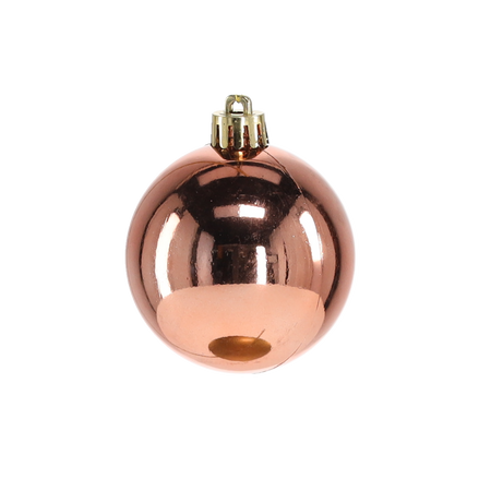 SET OF 24 BAUBLES 6 CM OLIVE/COPPER/GRAPHITE MIX DESIGNS
