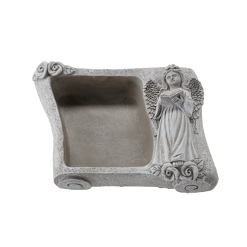 Vază funerară din ciment - Carte cu înger GRI 25 X 18,5 X 9,5 CM *8868