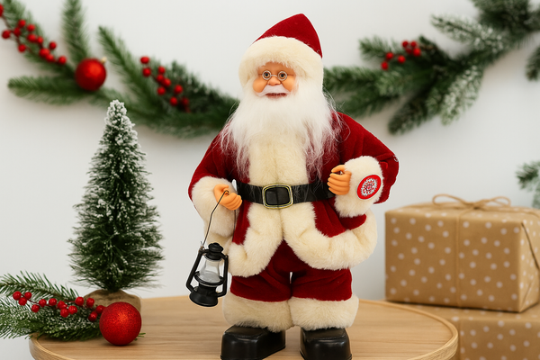 SANTA CLAUS WITH LANTERN 30 CM - DANCING - SINGING