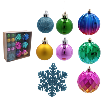 SET DE 30 DECORAȚIUNI DE BRAD MIX COLORAT *5317