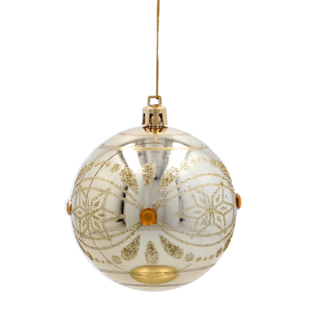 SET OF 6 CHRISTMAS BAUBLES GOLD 8 CM