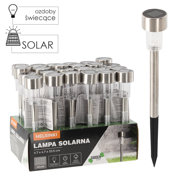 SOLÁRNA LAMPA HELSINKI 4,7 x 4,7 x 33,5 CM disp.24ks *0625