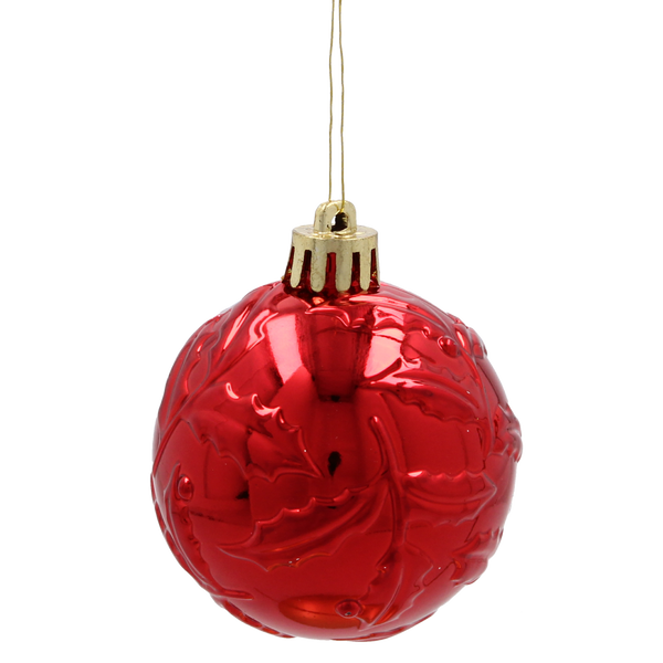 SET OF 12 BAUBLES 6 CM RED/GREEN/WHITE 