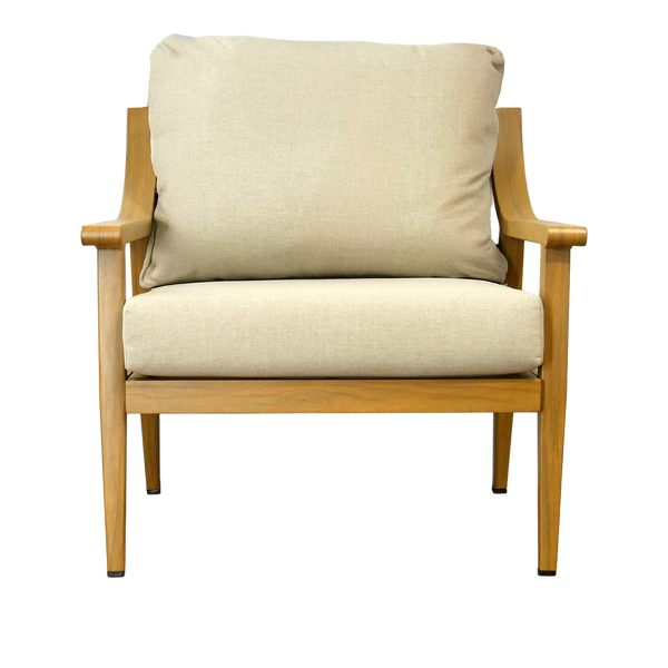 ALUMINUM FURNITURE "NIKOZJA" SET (3-SEATER SOFA + 2 ARMCHAIRS + TABLE) BEIGE + BEIGE CUSHIONS