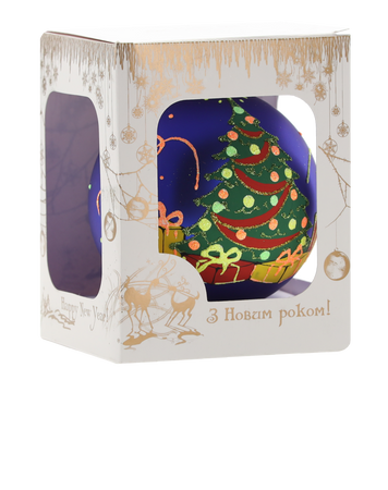 NAVY BLUE GLASS CHRISTMAS BAUBLE 10 CM