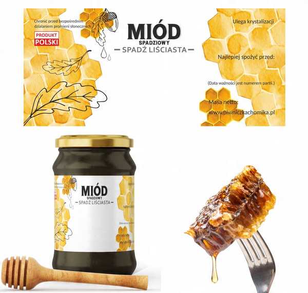 Sada 100 štítků med spadzený - spadzeń listnatý 116 x 50 mm *8313