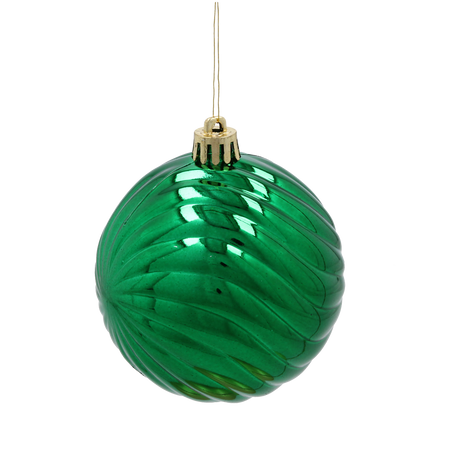 SET OF 6 BAUBLES 8 CM RED/GREEN/WHITE
