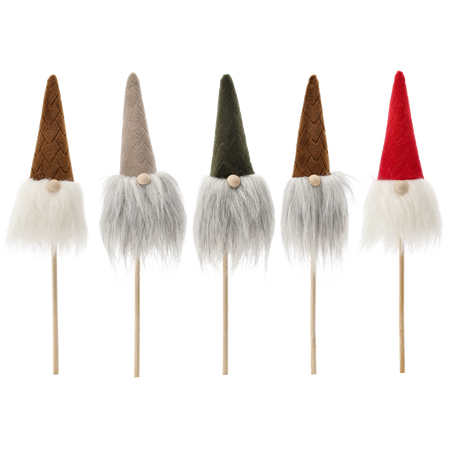 CHRISTMAS GNOME ON A STICK 7 x 3 x 24 CM MIX COLORS