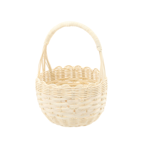 RATTAN BASKET 18 x 12/23 CM WITH HANDLE - WHITE