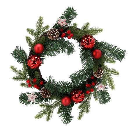 CHRISTMAS WREATH 40 CM WHITE AND RED