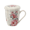 PORCELAIN MUG WITH INFUSER AND LID 340 ML ASSORTED FLORAL PATTERNS 