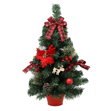 CHRISTMAS TREE 60 CM RED WITH POINSETTIA