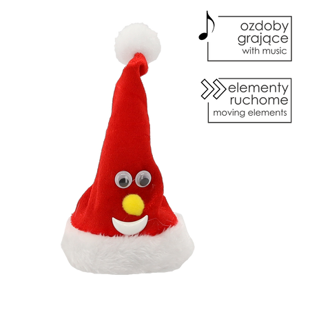 CZAPKA MIKOŁAJA RUSZAJĄCA SIĘ 13 CM *7016