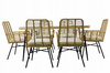 GARDEN FURNITURE SET (TABLE, 6 CHAIRS) - BROWN, CUSHIONS - GREY