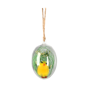 EASTER DECORATION - HANGING 4,5 x 6 CM CHICK IN PLASTIC BALL pack=12pcs