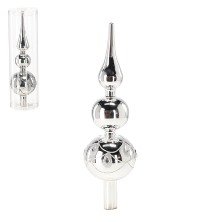 TREE TOPPER - SILVER 30 CM WITH SILVER PATTERN