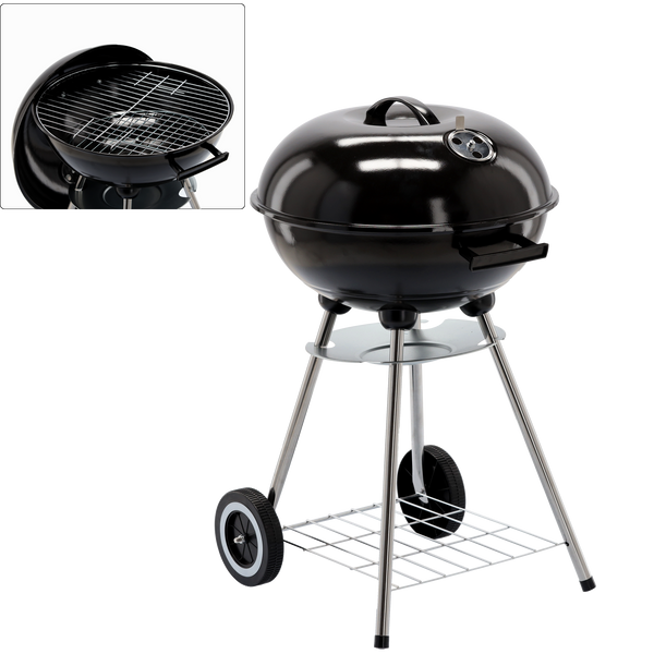 KETTLE CHARCOAL GRILL WITH LID AND WHEELS 46 x 44 x 71 CM