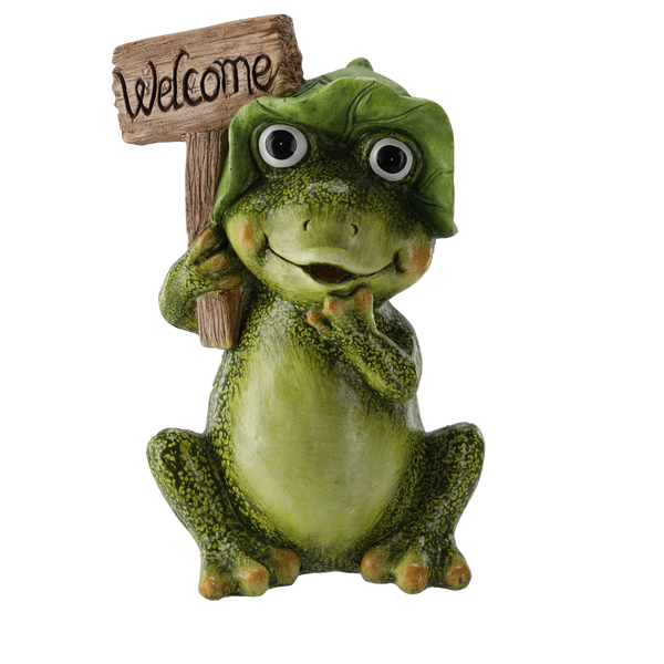 FIGURKA OGRODOWA - ŻABA SIEDZĄCA "WELCOME" 25 x 18 x 36,5 CM *7201