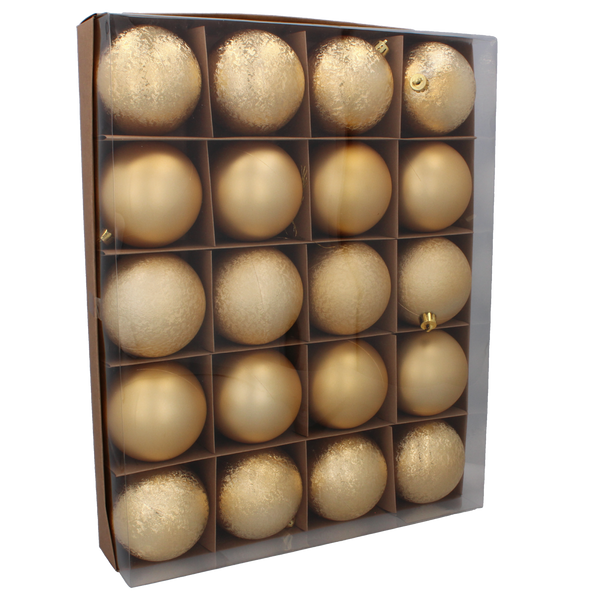 SET OF 20 BAUBLES 8 CM RED/GOLD/SILVER