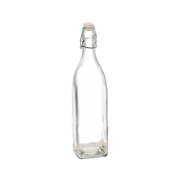 BOTTLE 0.95L SQUARE WITH MECHANICAL STOPPER