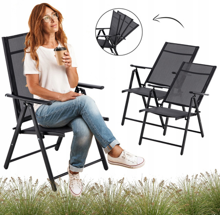 FOLDING GARDEN CHAIR STEEL 66 x 53 x 107 CM BLACK