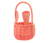 RATTANOVÝ KOŠ 16 x 12/28 CM S RUKOVÄŤOU A UŠAMI - ŽLTÁ / ORANŽOVÁ / RUŽOVÁ / BIELA *6102