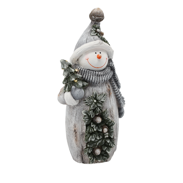 FIGURĂ DE CRĂCIUN - PERSOANĂ DE ZĂPADĂ CU BRAZ DE CRĂCIUN 21,4 X 13,2 X 44 CM LED *1360