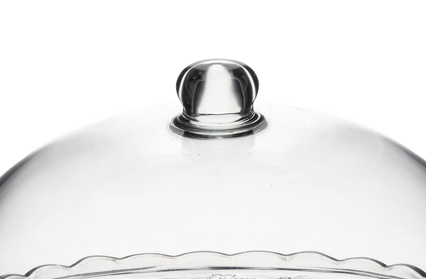 GLASS PLATE WITH GLASS LID O 29 CM HEIGHT 25 CM