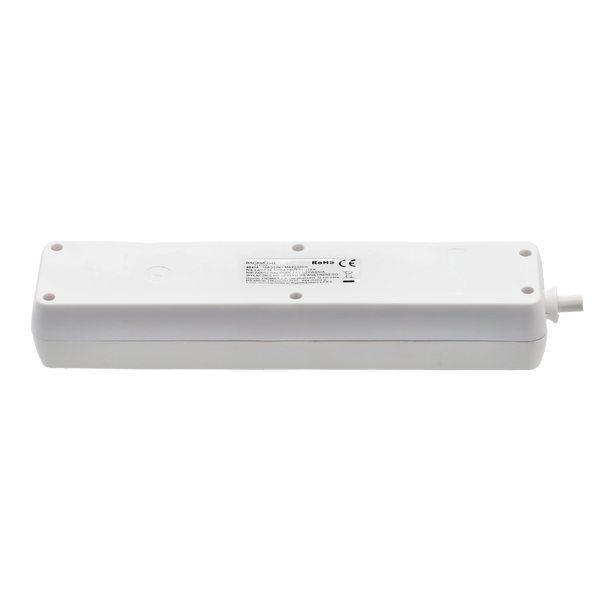 EXTENSION CORD POWER STRIP WITH SWITCH 4 SOCKETS 3 M WHITE