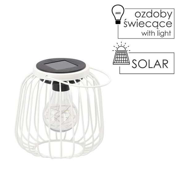 SOLÁRNY LAMPIÓN METALOVÝ BIELY 15 CM *8860
