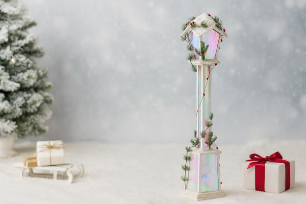 CHRISTMAS WHITE LED LANTERN 20 x 20 x 120 CM