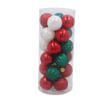 SET OF 24 BAUBLES 4 CM IN TUBE RED/GREEN/WHITE