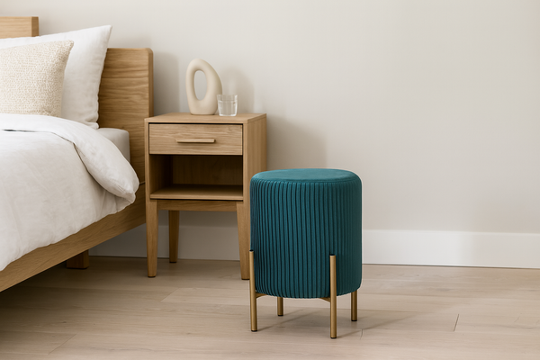 ROUND POUF WITH LEGS 28 X 42 CM GREEN