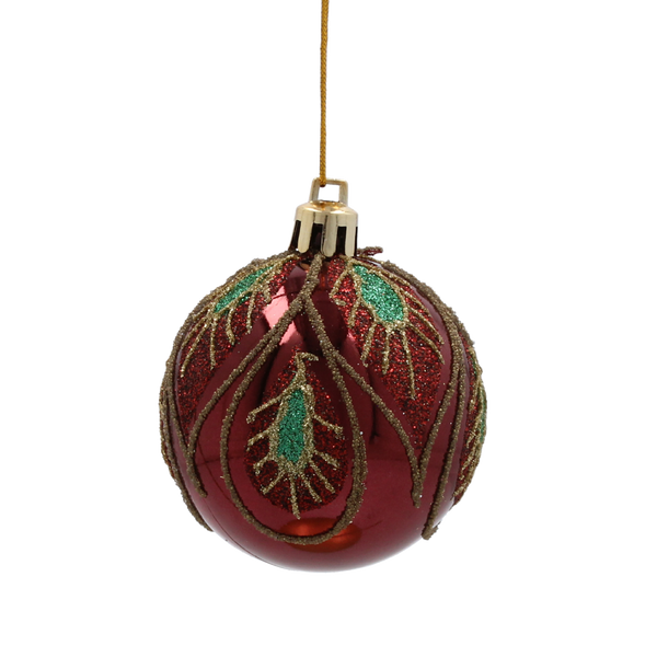 SET 8 BILE DE CRĂCIUN BURGUNDIE DE 6 CM MIX DE MODELE *5416