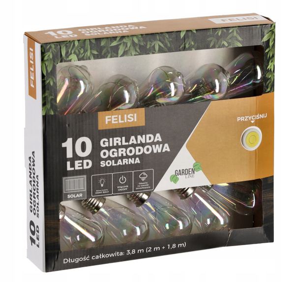 SOLAR GARDEN GARLAND LENGTH 2 + 1.8 M FELISI 10 LED COOL WHITE