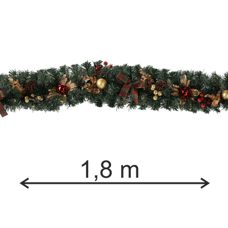 CHRISTMAS DECORATION - GARLAND 1,8 M RED AND GOLD