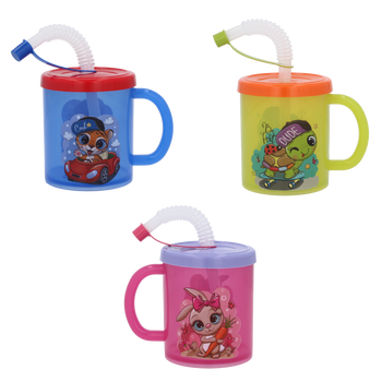 KUBEK PLASTIKOWY 210ML ZE SŁOMKĄ *8551