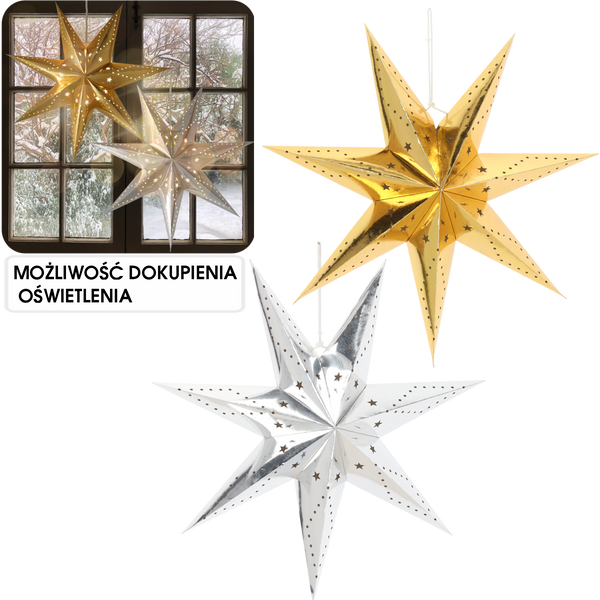 Dekorační papírová hvězda 60 cm mix barev *9089