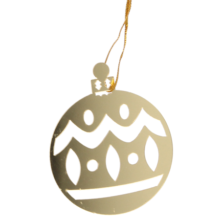 SET OF 3 CHRISTMAS DECORATIONS - GOLD BAUBLE 8 x 6 CM