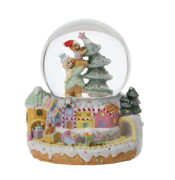 BOŻONARODZENIOWA KULA ŚNIEŻNA - PIERNIKOWE MIASTECZKO 5 x 5 x 7,5 CM MIX WZORÓW disp=12szt *5706