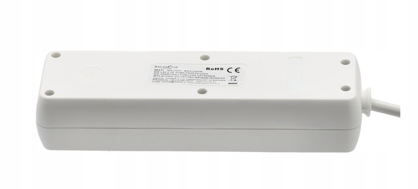 EXTENSION CORD POWER STRIP WITH SWITCH 3 SOCKETS 3M WHITE