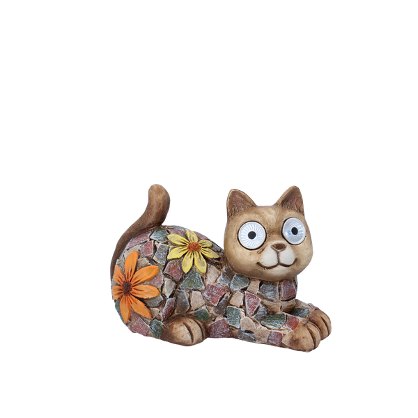GARDEN FIGURINE - CAT WITH GLOWING EYES 21,5 x 13,7 x 14 CM LED pack=2 pcs